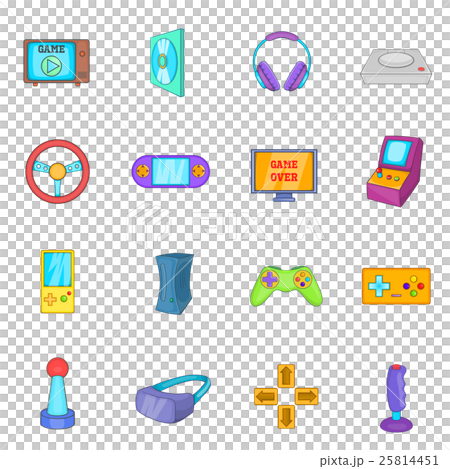 Video game icons set, cartoon style 25814451