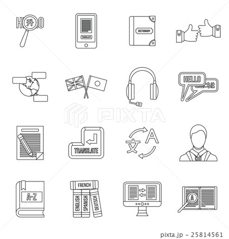 Learning foreign languages icons set outline style 25814561