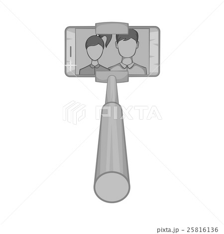 Smartphone photographs on selfie stick icon 25816136