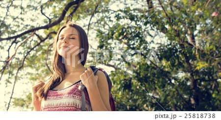 Backpacker Casual Travel Tourist Carefree Nature Concept 25818738