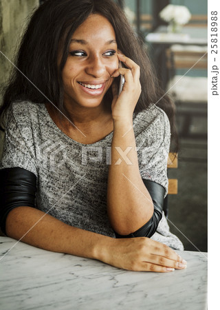 African American Telephone Connection Casual Concept African American Telephone Connection Casual Concept 25818988