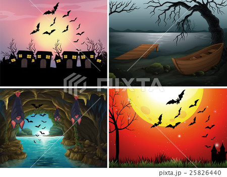 Four scenes with bats at night Four scenes with bats at night 25826440