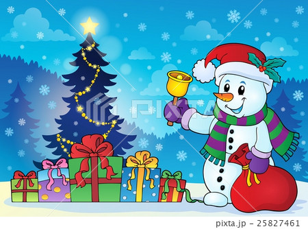 Snowman near Christmas tree theme 3 Snowman near Christmas tree theme 3 25827461