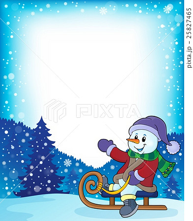 Snowman on sledge theme image 4 25827465