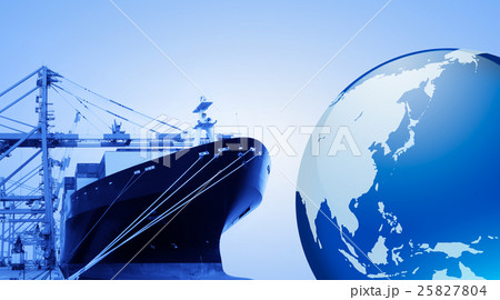コンテナ船　巨大クレーン　地球 25827804