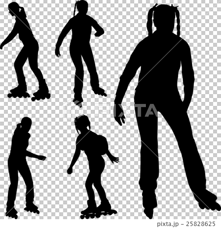 silhouettes of rollerblade girl 25828625