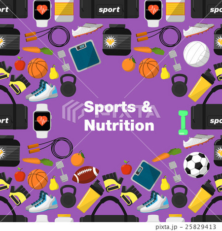 Sports and nutrition seamless pattern 25829413