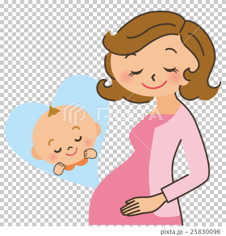 妊婦のお腹に赤ちゃんのイラスト素材