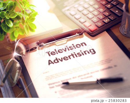Clipboard with Television Advertising Concept. 3D. Clipboard with Television Advertising Concept. 3D. 25830283