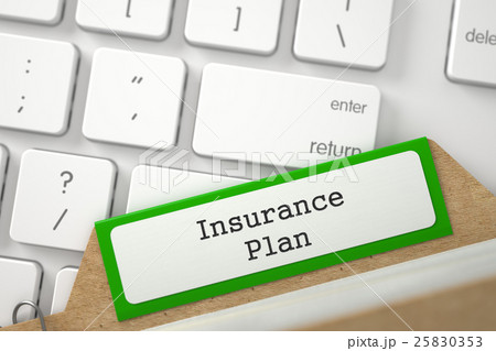 Card Index with Inscription Insurance Plan. 3D. 25830353