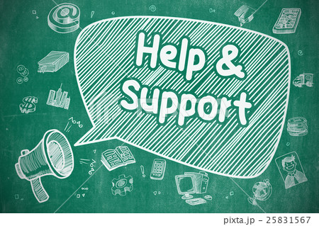 Help And Support - Cartoon Illustration on Blue 25831567