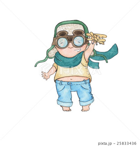 Little pilot 9. Watercolor painting. Handmade Little pilot 9. Watercolor painting. Handmade 25833436