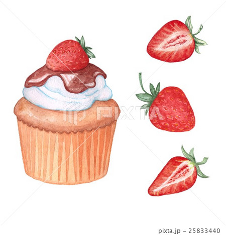 Strawberry set: muffin and 3 strawberries Strawberry set: muffin and 3 strawberries 25833440