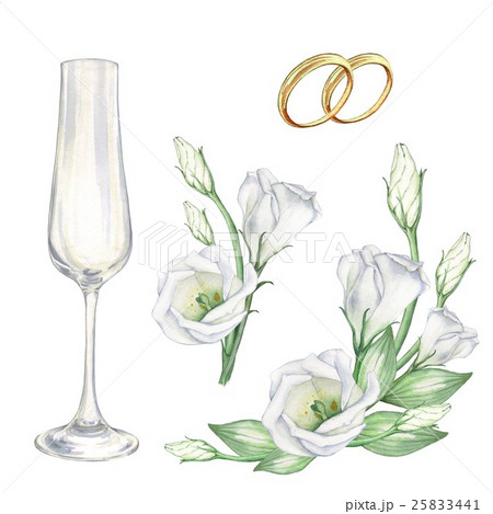 Bridal set white with flowers, wedding rings Bridal set white with flowers, wedding rings 25833441