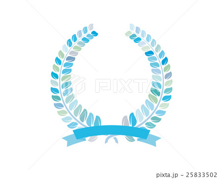 月桂冠の飾り枠 青 のイラスト素材