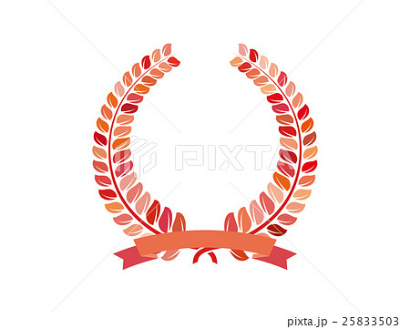 月桂冠の飾り枠 赤 のイラスト素材