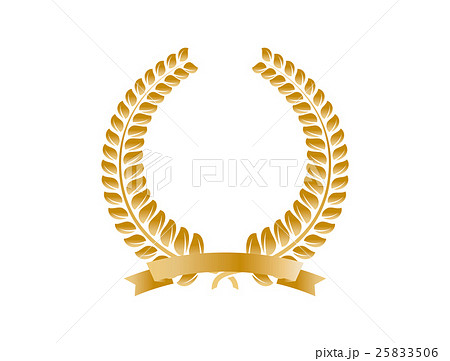 月桂冠の飾り枠 ゴールド のイラスト素材