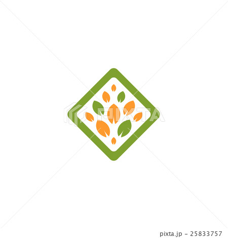 Isolated abstract green and orange color rhombus 25833757