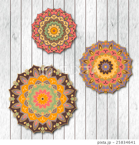 Set of two ornamental floral mandala cards 25834641
