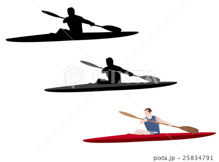 kayaking silhouette and illustration 25834791