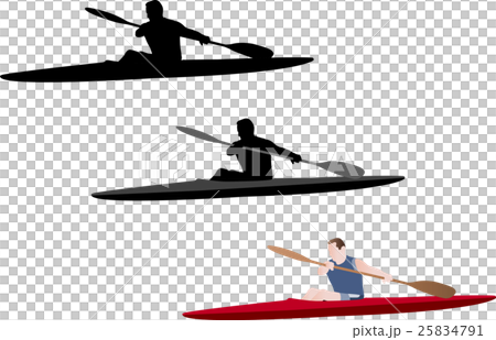 kayaking silhouette and illustration 25834791