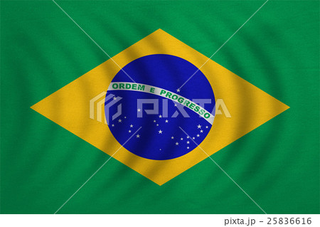 Flag of Brazil wavy, real detailed fabric texture 25836616