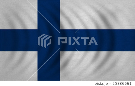 Flag of Finland wavy, real detailed fabric texture 25836661