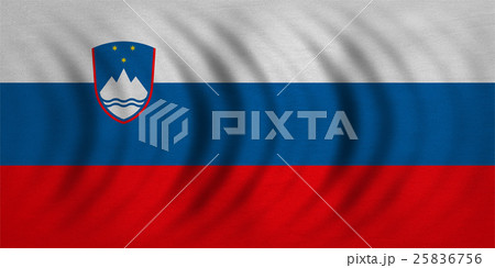 Flag of Slovenia wavy real detailed fabric texture 25836756