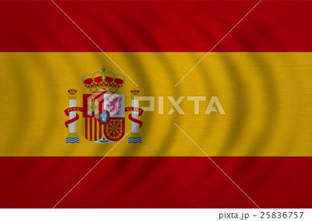 Flag of Spain wavy, real detailed fabric texture 25836757