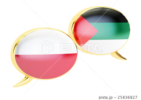 Speech bubbles, Arabian-Polish translation concept 25836827
