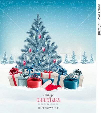 Christmas tree with presents background. Vector. Christmas tree with presents background. Vector. 25837688