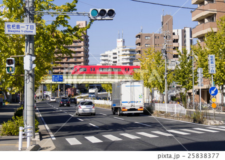 名古屋市西区枇杷島都市風景 枇杷島一丁目交差点 名鉄名古屋本線 東枇杷島駅付近と県道67号線 名古屋市西区枇杷島都市風景 枇杷島一丁目交差点 名鉄名古屋本線 東枇杷島駅付近と県道67号線 25838377