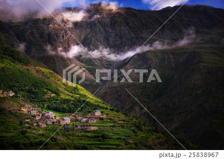 Village on mountain, Highland, India. 25838967