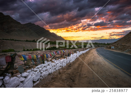 Sunset twilight scene on road side in Leh, India. 25838977