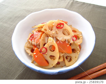 レンコンと人参のおいしいキンピラ　食事イメージ 25839170