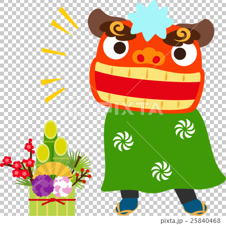 獅子舞と門松 25840468