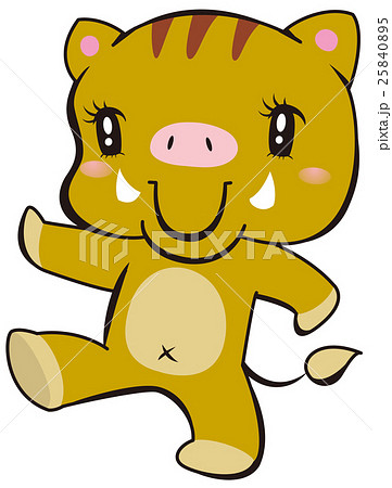 レトロかわいい歩くイノシシ 25840895