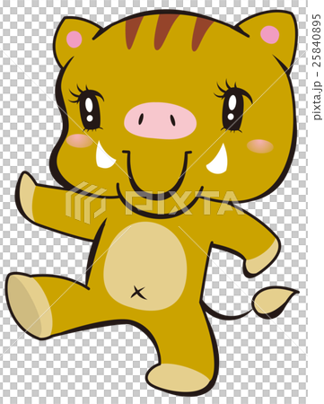 レトロかわいい歩くイノシシ 25840895
