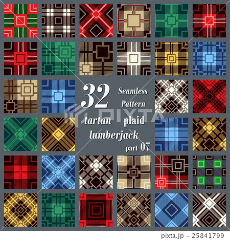 Set  plaid tartan seamless pattern 25841799