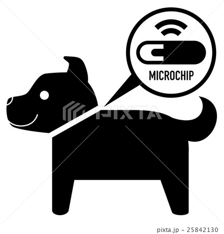 犬とマイクロチップのイラスト素材