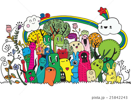 Hipster Hand drawn Crazy doodle Monster City 25842243