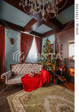 Christmas morning. classic apartments with a white 25842309