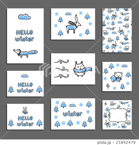 Set of greeting cards with cute cartoon animals Set of greeting cards with cute cartoon animals 25842479