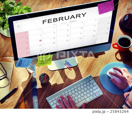 February Monthly Calendar Weekly Date Concept 25843264