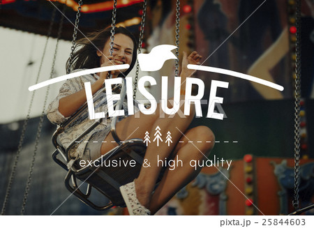 Woman Carnival Ride Riding Happiness Fun Concept Woman Carnival Ride Riding Happiness Fun Concept 25844603
