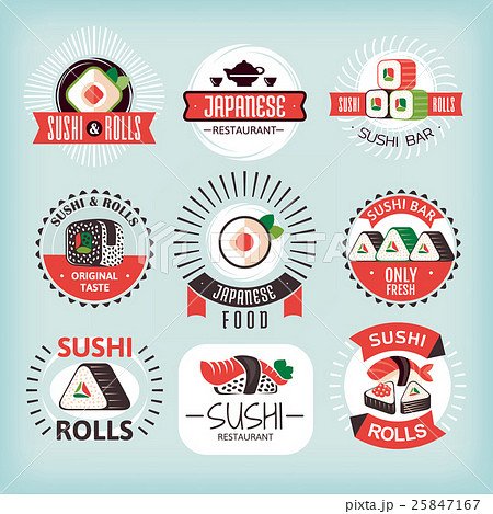 Set of various sushi labels 25847167