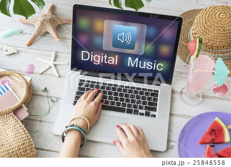 Digital Music Streaming Multimedia Entertainment Online Concept Digital Music Streaming Multimedia Entertainment Online Concept 25848558