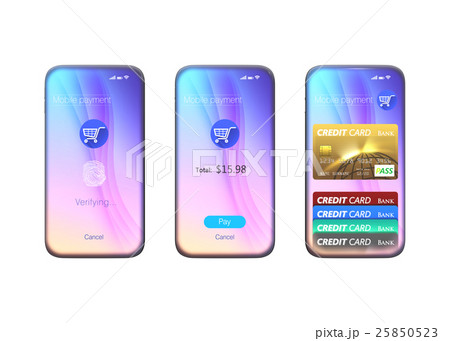 スマートフォンによるモバイルキャッシュレス決済のコンセプト スマートフォンによるモバイルキャッシュレス決済のコンセプト 25850523