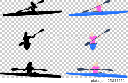 woman kayaking silhouettes and illustration woman kayaking silhouettes and illustration 25853251