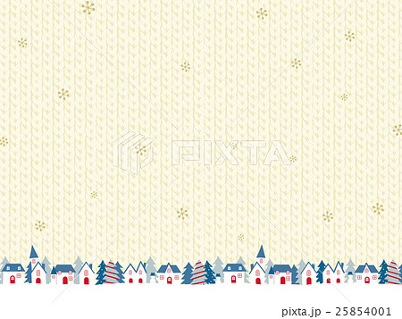クリスマスの街並み ニット背景のイラスト素材